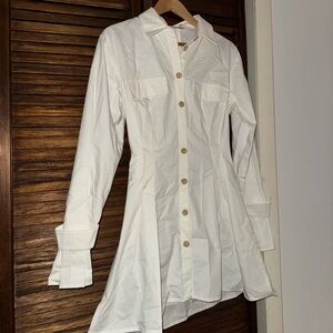 Storets Ivory Button-Up Blouse with Beige Accents